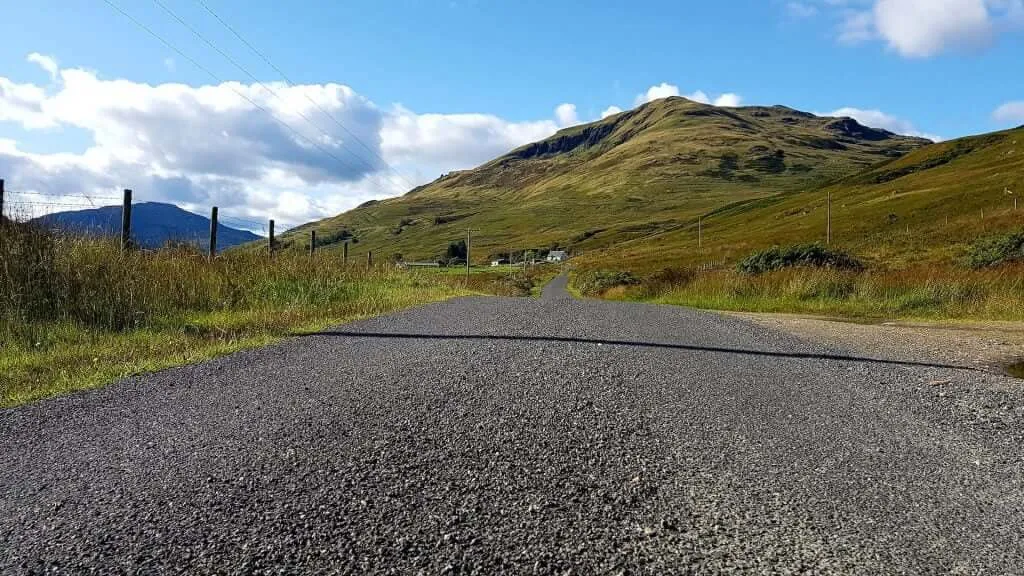 Scottish road with hills