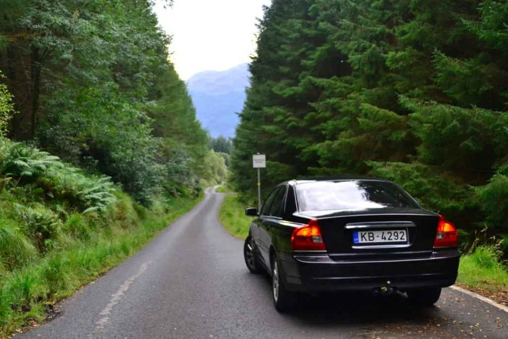 Scottish passing way on narrow road
