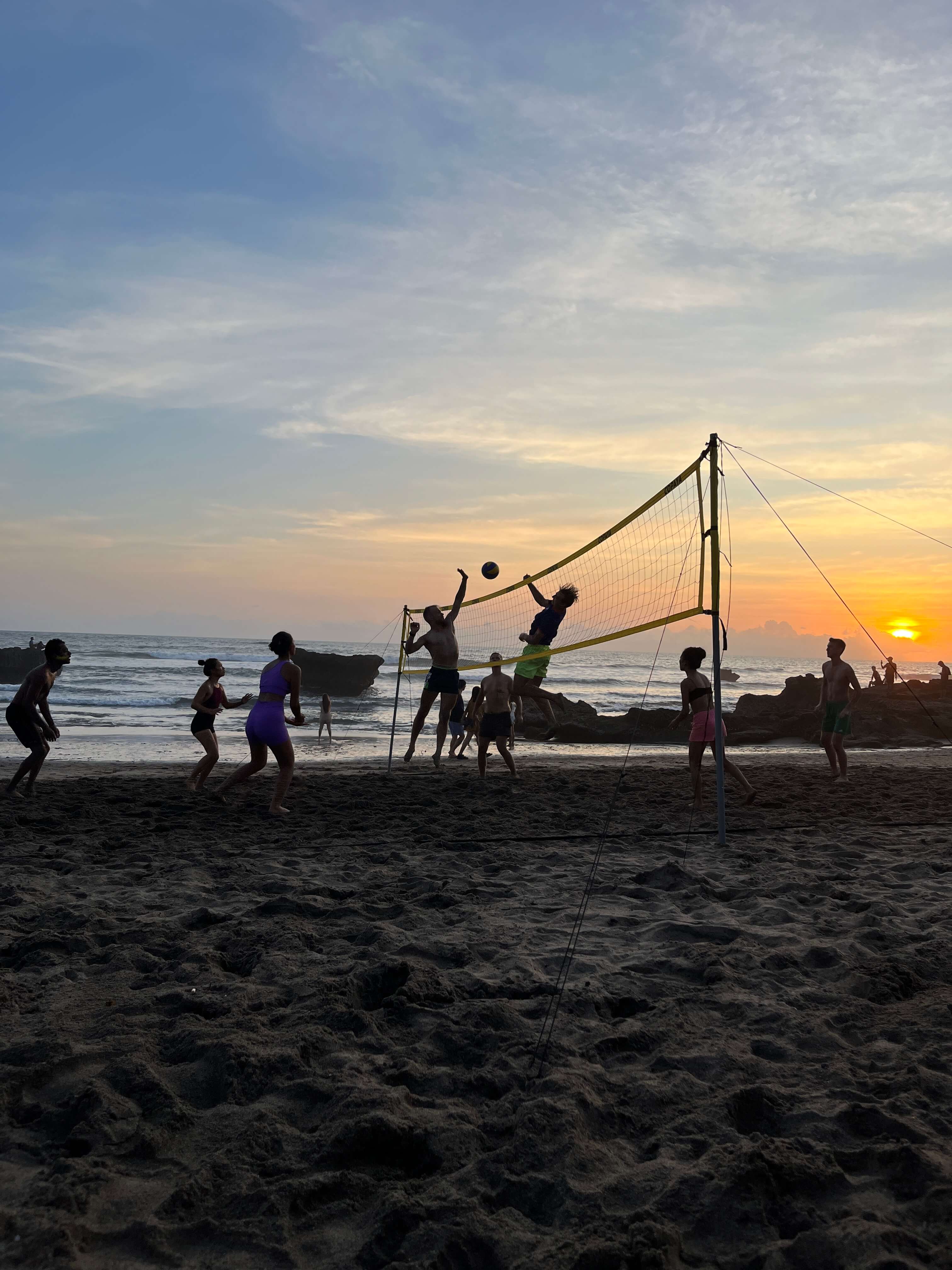 Beach volleyball sunset