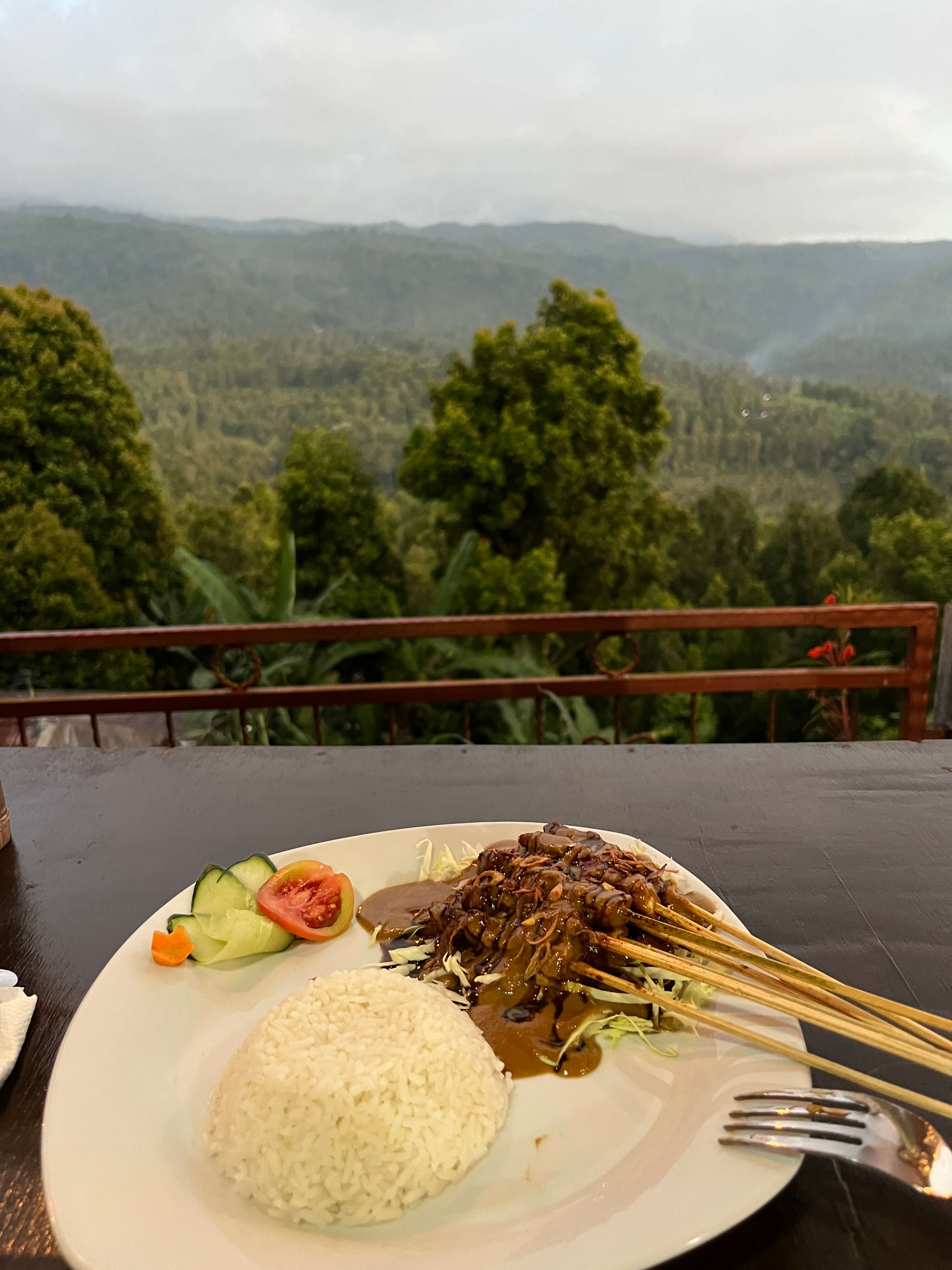 Satay with mountains