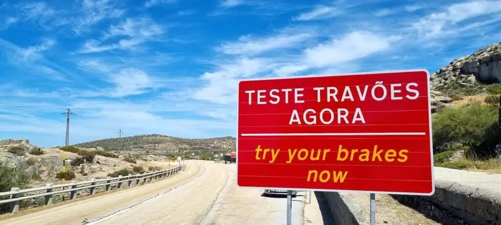 Brake testing sign