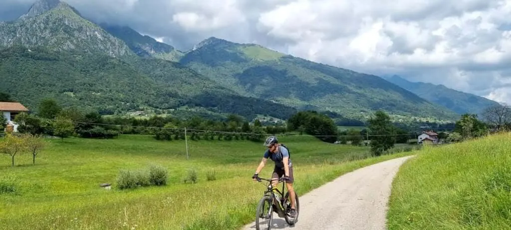 Cycling path through mountain terrain