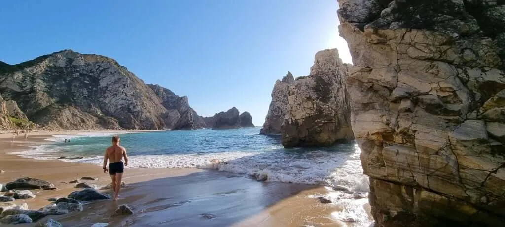Cave view at Praia da Ursa