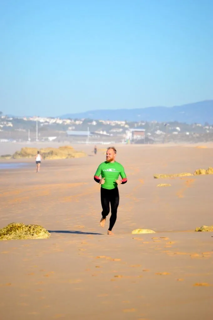 Warm up on beach